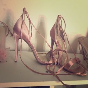 Strappy satin heels never worn